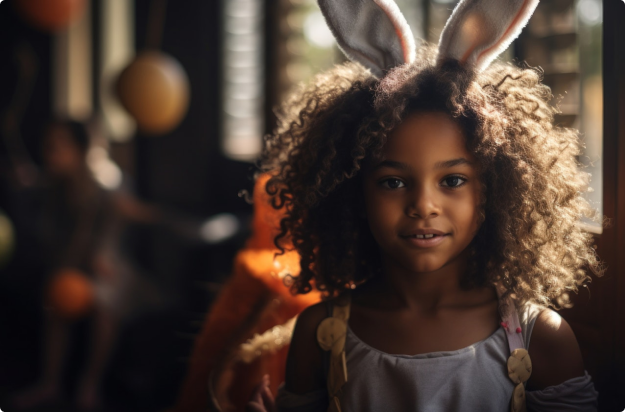 child with easter bunny ears